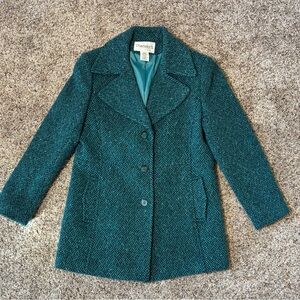 151. Chadwicks Women's Textured Teal Pea Coat Size 14